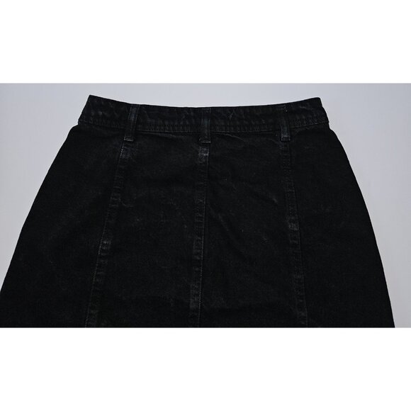 Stradivarius Black Denim Short Skirt Mini Jean USA Sz 6 Buttons Down Front READ - Picture 8 of 9